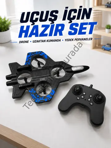 Savaş Jeti Görünümlü Drone 2.4g Kumandalı Jiroskoplu 360° Akrobatik Takla Yedek Pervaneli