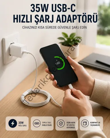 Type-c To C Kablolu 35w Hızlı Şarj Başlığı Set