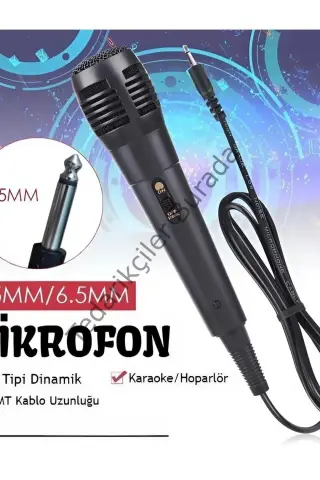 6.5 Mm Jack Kablolu Karaoke Mikrofonu Tekli Paket Standart Model Ses Sistemi Icin BX-313571