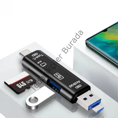 5 İn 1 Çok Fonksiyonlu Usb 2.0 Micro Sd Kart Okuyucu - Usb/micro Usb/type-c Çıkışlı, Otg Çevirici Bx40