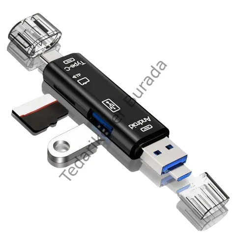 5 İn 1 Çok Fonksiyonlu Usb 2.0 Micro Sd Kart Okuyucu - Usb/micro Usb/type-c Çıkışlı, Otg Çevirici Bx40