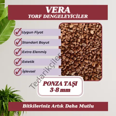 Kırmızı Pomza Taşı 4-8 MM 5 Litre Volkanik Ponza Lav Taşı