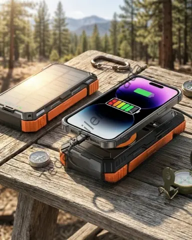 20000 Mah Solar Powerbank Kablosuz Şarj Özellikli Kamp Ve Seyahat İçin Taşınabilir Güç Kaynağı
