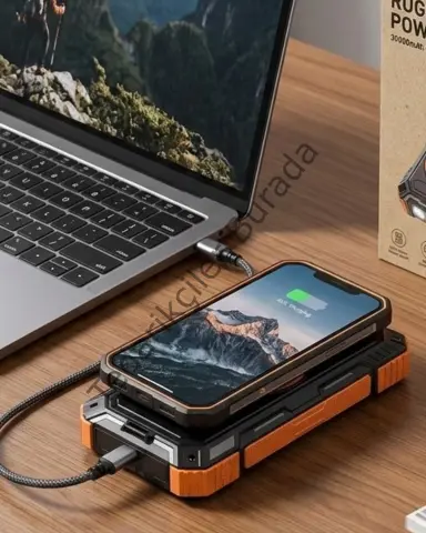 Güneş Enerjili 20000 Mah Powerbank Hızlı Şarj Ve Kablosuz Şarj Destekli Dayanıklı Tasarım