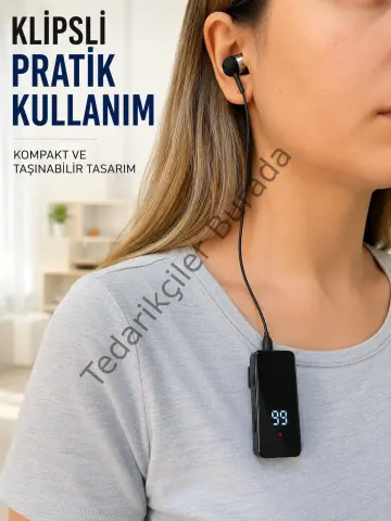 Klipsli Bluetooth Kulaklık Kısa Kablolu Tek Kulaklık Taşınabilir Günlük Kullanım