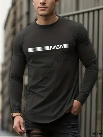Erkek Uzun Kollu Bisiklet Yaka Viskon Sweat