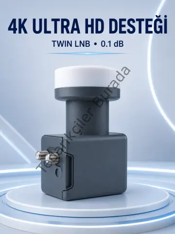 Uydu Anten Lnb Twin Çıkışlı 0.1 Db Ku Band 4k Ultra Hd Uyumlu