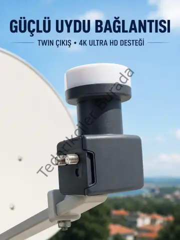 4k Ultra Hd Twin Lnb Çift Uydu Çıkışlı Ku Band Çanak Anten Lnb 0.1 Db