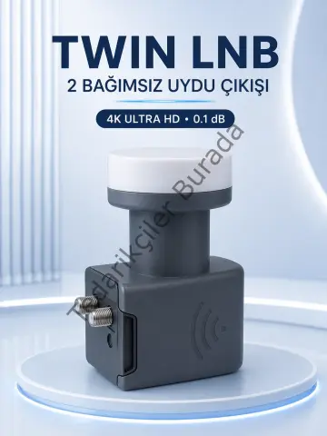 Ku Band Twin Lnb Çift Çıkış 4k Ultra Hd Destekli 0.1 Db Uydu Anten Lnb