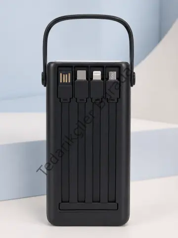 50.000 Mah Taşınabilir Powerbank 22,5 W Hızlı Şarj 4 Dahili Şarj Kablosu Dijital Ekran Led Aydınlatma Ve Taşıma Sapı