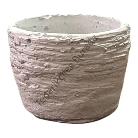 3 lü Duvar Desen Beton Saksı 0,15 litre  - Kaktüs Sukulent Saksı Seti