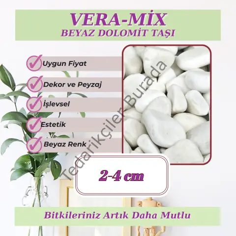Beyaz Dolomit Taşı 2-4 CM 20KG
