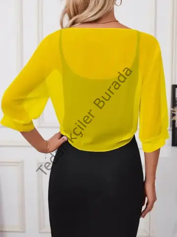 Kadın Truvakar Kollu önden Bağlamalı Kısa şifon Bolero Ceket