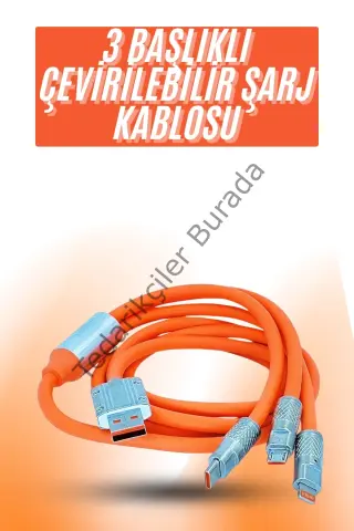 Çoklu Şarj Kablosu Usb Type-c İos Uyumlu 120w Hızlı Şarj Kablosu