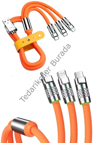 Çoklu Şarj Kablosu Usb Type-c İos Uyumlu 120w Hızlı Şarj Kablosu