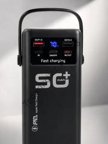 50.000 Mah Powerbank Hızlı Şarj 4 Dahili Kablolu Dijital Göstergeli Led Aydınlatmalı Taşınabilir Şarj Cihazı