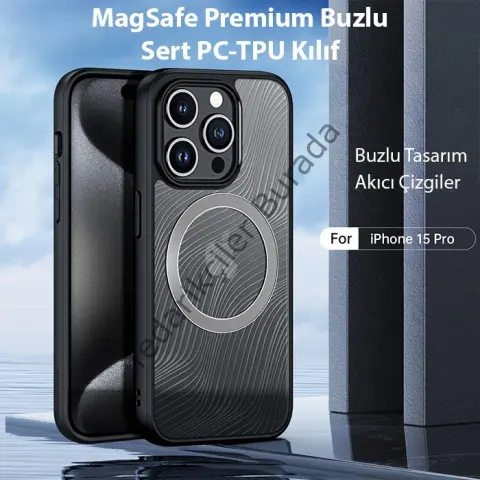 Dux Ducis iPhone 15 Pro Aimo Series MagSafe Premium Buzlu Sert PC-TPU Kılıf-(5775)