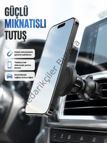 Araç İçi Manyetik Telefon Tutucu Havalandırma Klipsli Telefon Standı