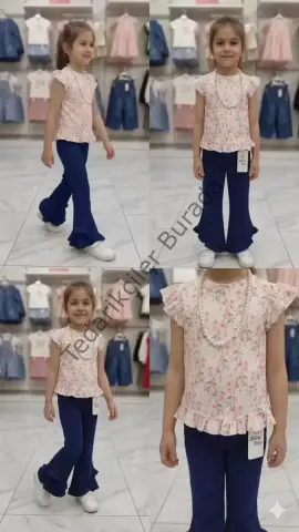 6-7-8 Yaş Kolyeli Full Likra Çocuk Takımı