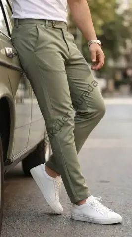 Erkek Slim Fit Dilli Kumaş Pantolon