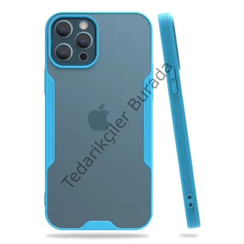 Apple İphone 12 Pro Max Kılıf Platin Silikon - Mavi