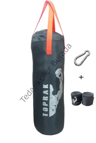 Boks Torbası Eldiven Ve Karabina Hediyeli İçi Dolu 50x20 Cm Füme