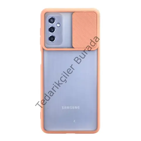 Samsung Galaxy M52 5g Kılıf Palm Buzlu Kamera Sürgülü Silikon - Pembe