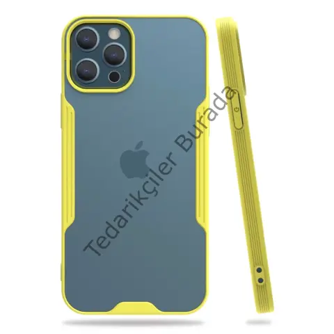 Apple İphone 12 Pro Max Kılıf Platin Silikon - Sarı
