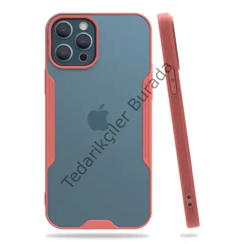 Apple İphone 12 Pro Max Kılıf Platin Silikon - Pembe