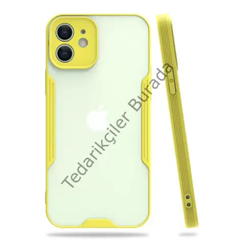 Apple İphone 12 Kılıf Platin Silikon - Sarı