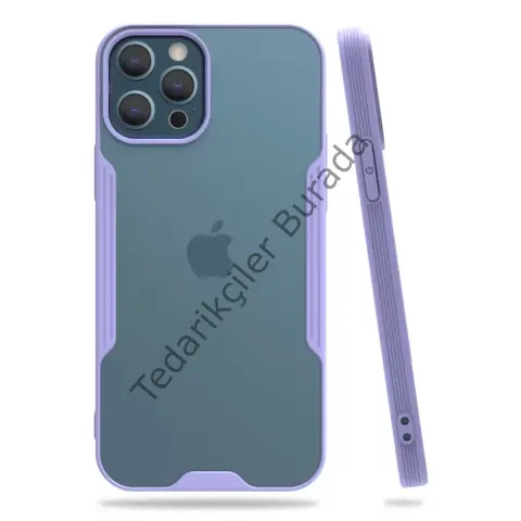 Apple İphone 12 Pro Max Kılıf Platin Silikon - Lila