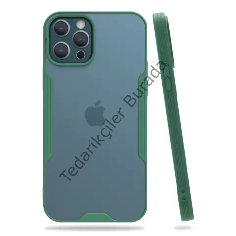 Apple İphone 12 Pro Max Kılıf Platin Silikon - Yeşil