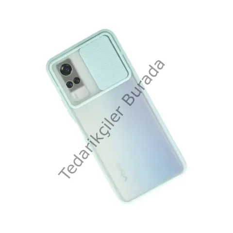 Vivo Y53s Kılıf Palm Buzlu Kamera Sürgülü Silikon - Turkuaz