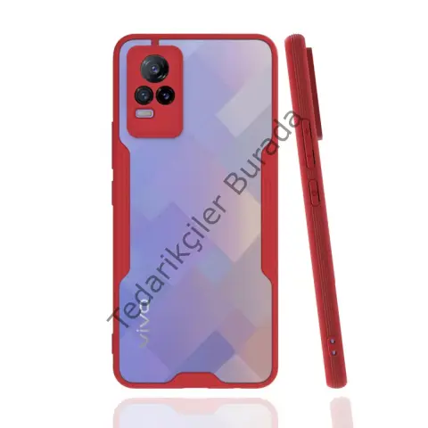 Vivo V21e Kılıf Platin Silikon - Kırmızı