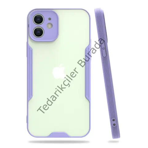 Apple İphone 12 Kılıf Platin Silikon - Lila