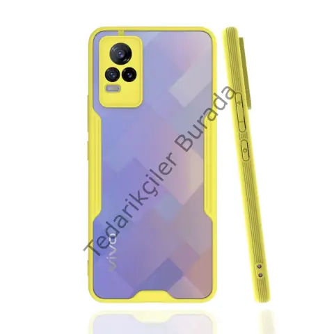 Vivo V21e Kılıf Platin Silikon - Sarı