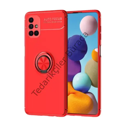 Samsung Galaxy M51 Kılıf Range Yüzüklü Silikon - Kırmızı