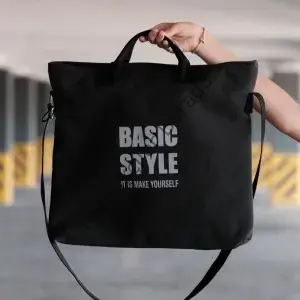 Kanvas Çapraz Askılı Tote Çanta Siyah