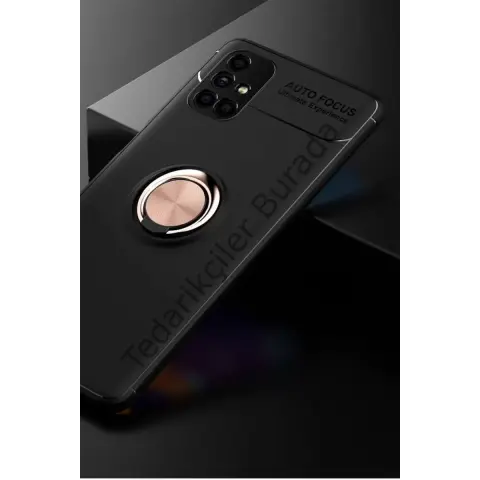 Samsung Galaxy M51 Kılıf Range Yüzüklü Silikon - Siyah-gold