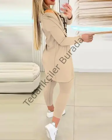 Kadın Uzun Kollu Krep üçlü Takım