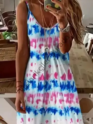 Kadın Askılı Tam Boy Süprem Elbise