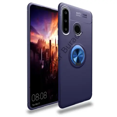Huawei Y6p Kılıf Range Yüzüklü Silikon - Mavi