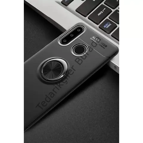 Huawei Y6p Kılıf Range Yüzüklü Silikon - Siyah