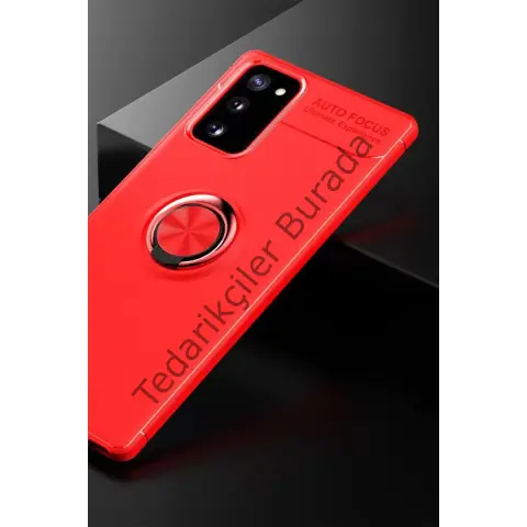 Samsung Galaxy Note 20 Kılıf Range Yüzüklü Silikon - Kırmızı