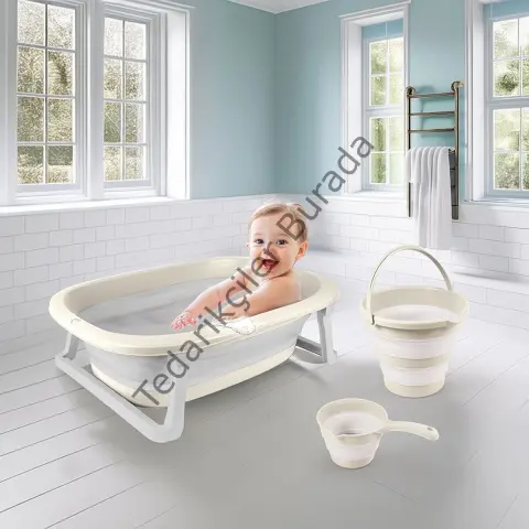 7271 Katlanabilir Banyo Seti 3lü Bej