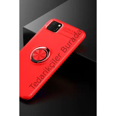 Huawei Y5p Kılıf Range Yüzüklü Silikon - Kırmızı