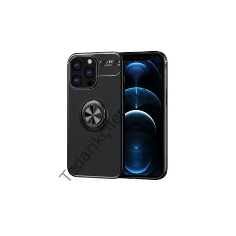 Apple İphone 13 Pro Kılıf Range Yüzüklü Silikon - Siyah