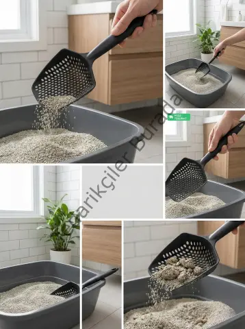 Küçük Delikli İnce Taneli Kedi Kumu Küreği – Dayanıklı, Ergonomik, Hijyenik Temizlik Küreği