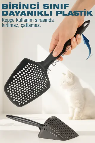 Mikro Delikli Kedi Kumu Küreği – Kum İsrafını Önleyen Dayanıklı Ergonomik Temizlik Küreği