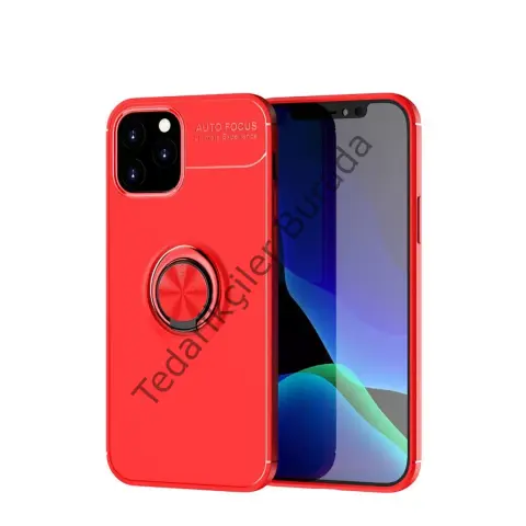 Apple İphone 12 Kılıf Range Yüzüklü Silikon - Kırmızı